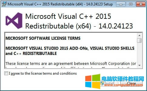 ���@ʾ Microsoft Visual C++-2015 Redistributable ��Ļ��Ҫ����ͬ���S�ɗl��͗l������&ldquo;��ͬ��&rdquo;���д򹴣�Ȼ��Γ�&ldquo;���b&rdquo;���o��