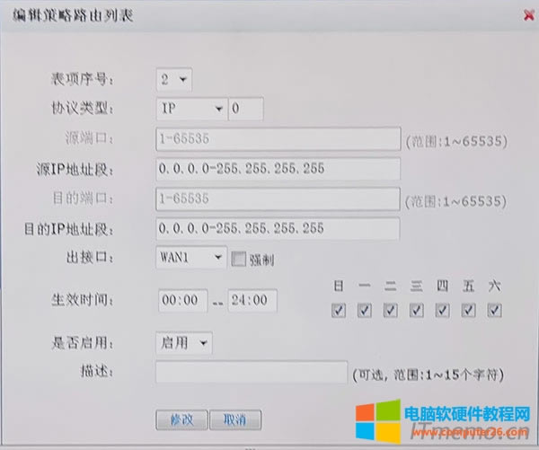 ����һ�l·�ɣ��x��f(xi��)�h��͞�ip��ԴIP��ַ�Ό���(n��i)�W(w��ng)�W(w��ng)�Σ�192.168.1.2~192.168.2.254���䌍(sh��)�@���0.0.0.0~255.255.255.255��Ҳ�ǿ��Եģ�ֻ�ǲ���(y��n)֔(j��n)����Ŀ�ĵ�ַ��0.0.0.0-255.255.255.255�����ӿ�WAN1���Ƿ����x���ã����úú��c(di��n)�����Ӽ��ɡ�