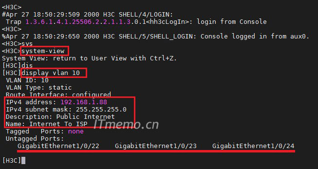 H3C�鿴Vlan������Ϣ�Y�������D��ʾ��