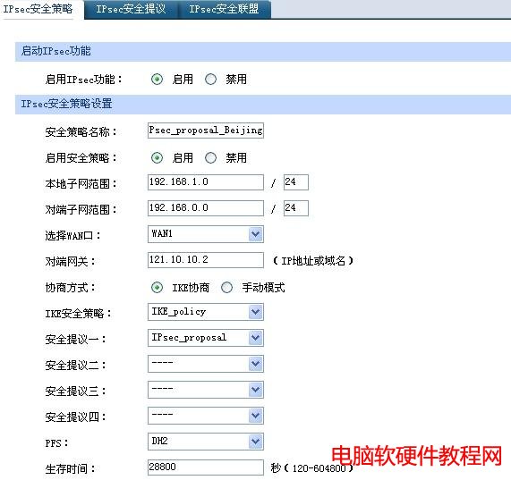��I(y��)·�������á�IPSEC VPN���Ì�����վ