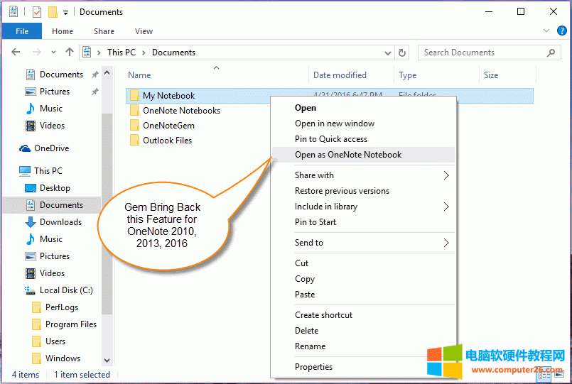 Gem �o OneNote 2010, 2013, 2016 �汾�֏��@һ���� - Open as OneNote Notebook