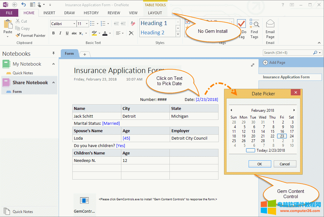 ���{����ʹ�Ã��ݿؼ������Σ�OneNote 2013��