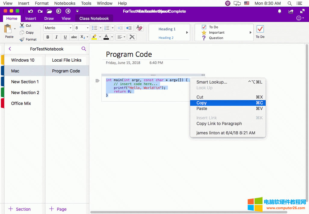 ճ�N���a�� OneNote Mac ��