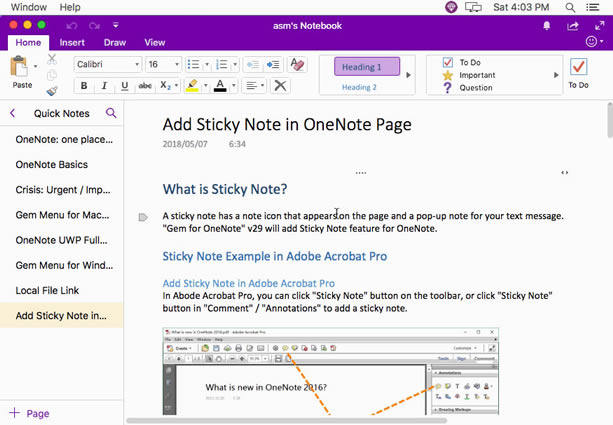 ʹ���䌚�ˆ� Gem Menu for Mac OneNote �����x�еă��ݞ� HTML �ļ���