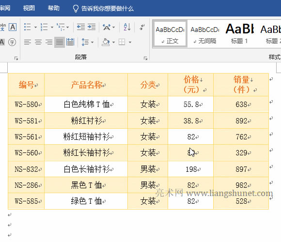 Word平均分配列寬