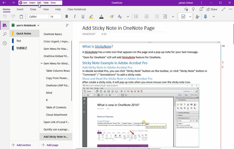 通過(guò)珍寶菜單提供的查找替換功能,對(duì) OneNote UWP 頁(yè)面里的字符進(jìn)行搜索替換。