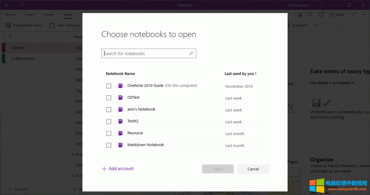 �Pӛ���]����OneNote UWP ����Pӛ�����ڵĹPӛ���б���
