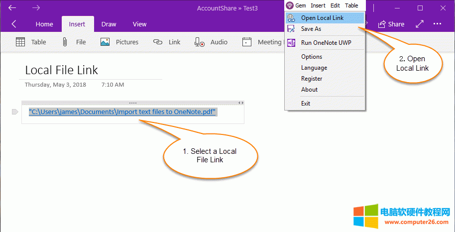 �䌚�ˆ� Gem Menu for OneNote UWP �ṩ��&ldquo;���_����朽�&rdquo;�Ĺ������Á������_ OneNote UWP �ﱾ��朽���
