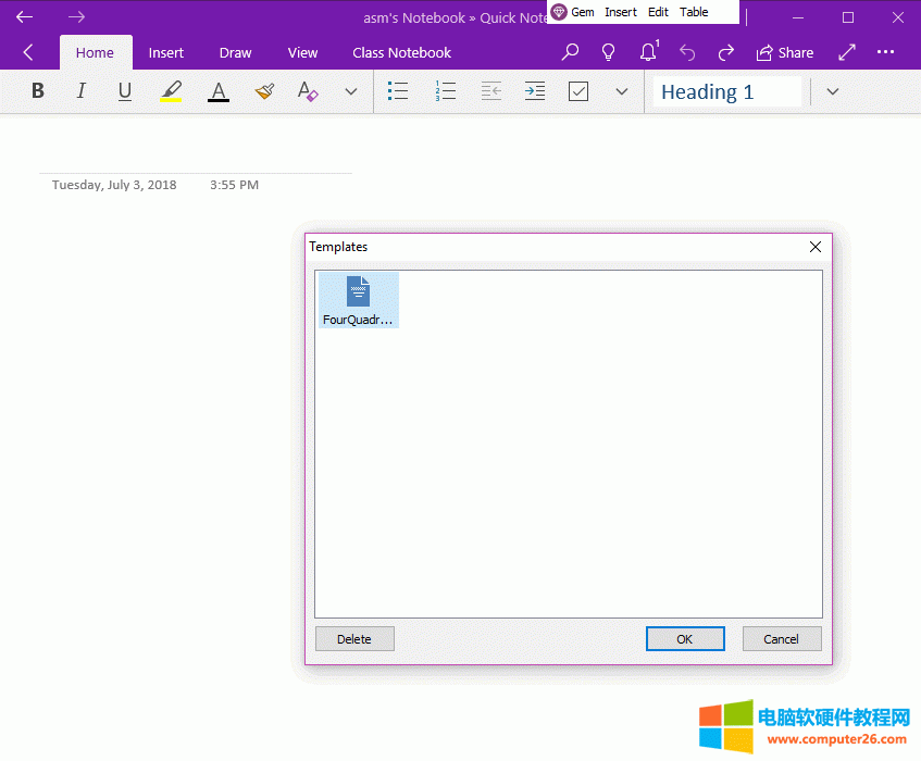 ���xģ�壬����ģ�嵽 OneNote UWP