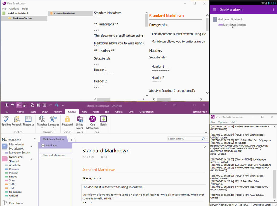 Markdown -> ��׿�֙C -> �䌚һ�}������ -> OneNote