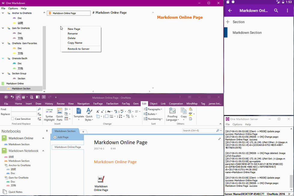 Markdown -> �䌚һ�} -> �䌚һ�}������ -> PC OneNote -> ��׿ OneNote