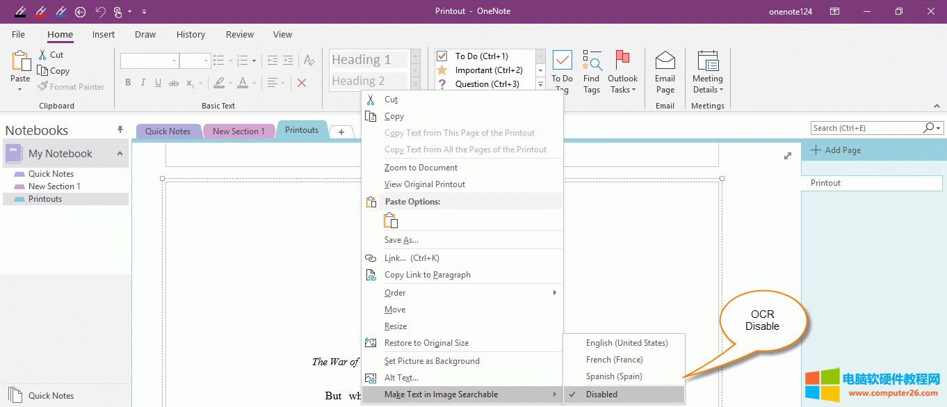 OneNote �DƬ�������ַ��R�e OCR
