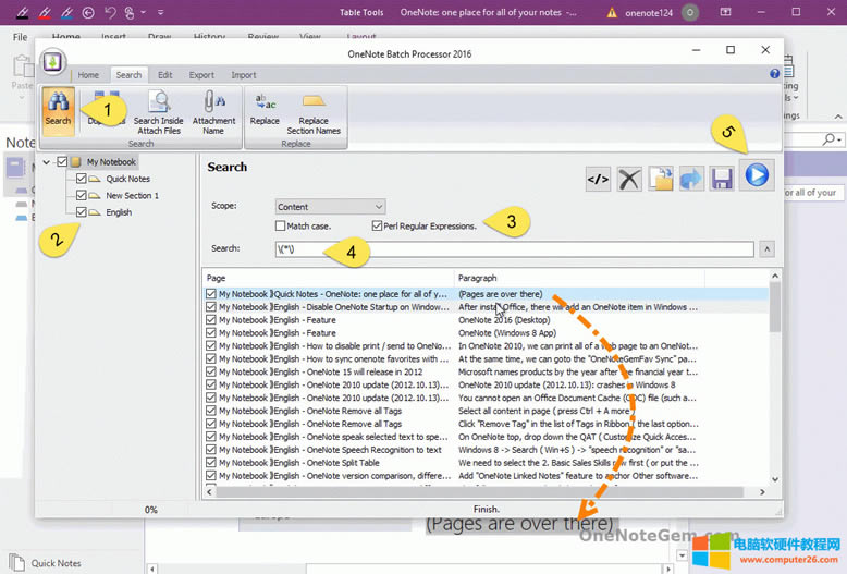 使用正則表達式來查找 OneNote 段落