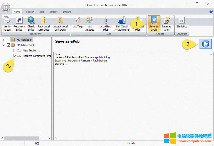 ʹ�� OneNote Batch ���� ePub ��ӕ� 