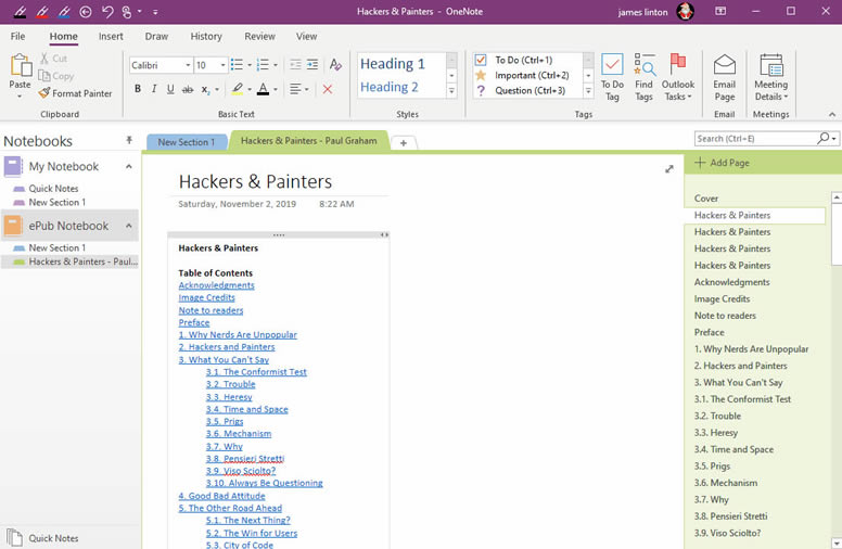 ʹ�� OneNote ����̎������ OneNote ��һ���օ^�D�Q��һ�� ePub ��ӕ�