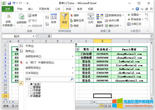 Excel篩選(Excel 2010中的篩選的使用方法)1