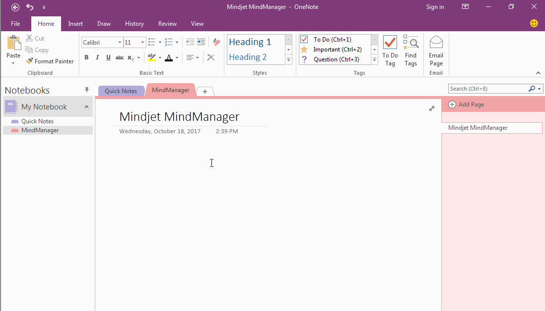 ֱ���� MindManager �Є�(chu��ng)���;�݋ OneNote �(y��)��