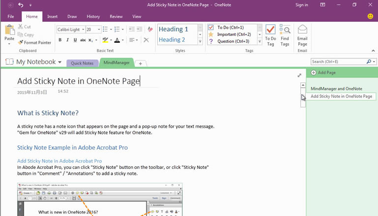 ����� MindManager ��һ�I���ɮ�ǰ OneNote ����Ŀ䛴�V˼�S���D��