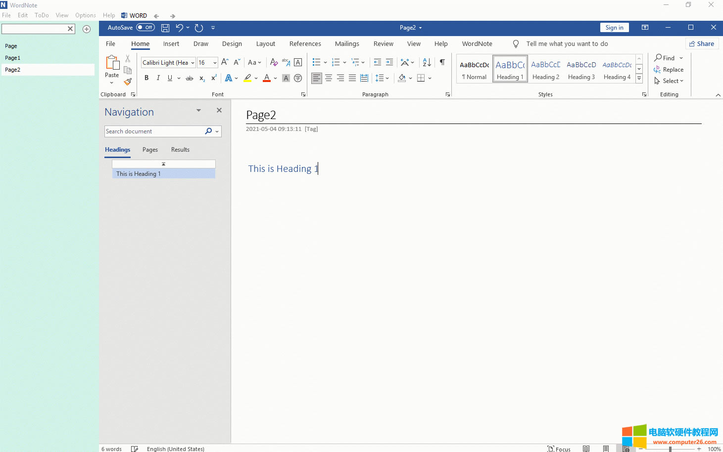 在該段落上繼續輸入文字,顯示的都是都是 Heading 1 的文字。