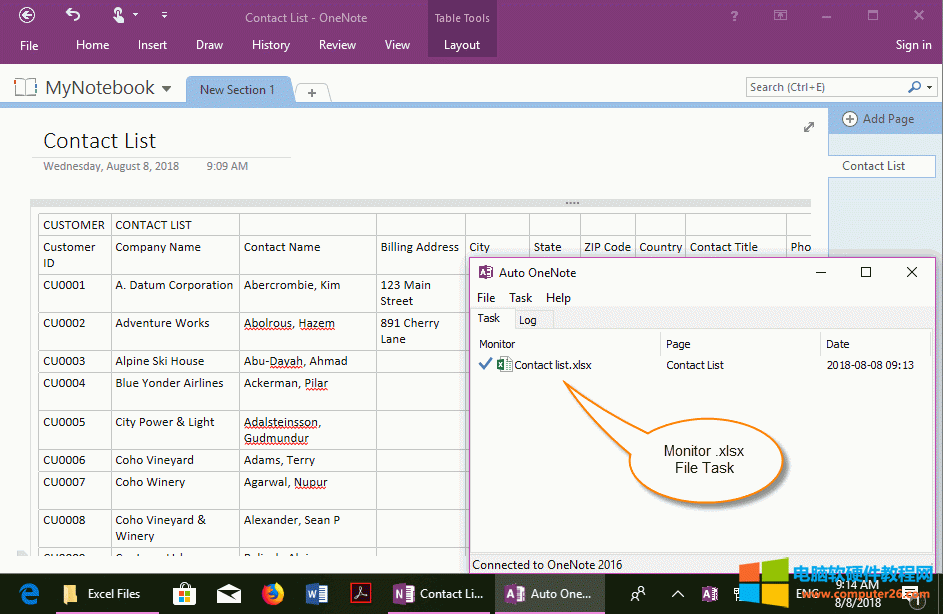 ָ��һ��(g��) Excel �ļ������O(sh��)��ͬ������(d��ng)ǰ OneNote ���