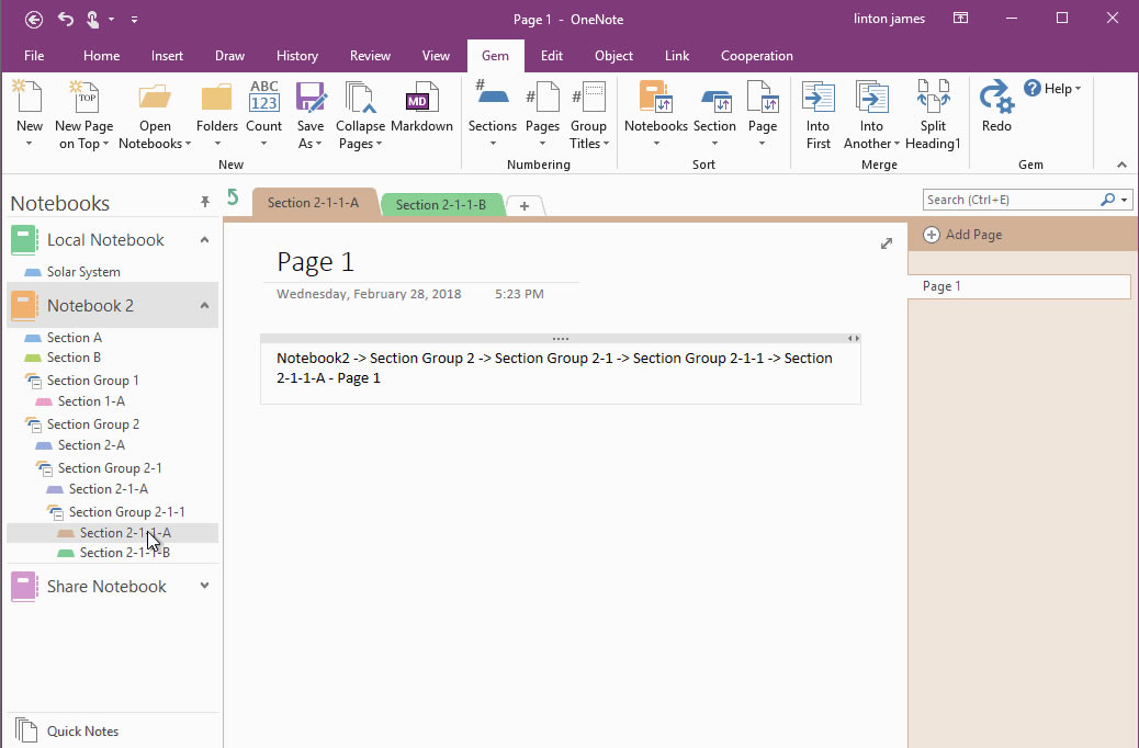 ��κϲ� OneNote ��� 2 ���Pӛ����