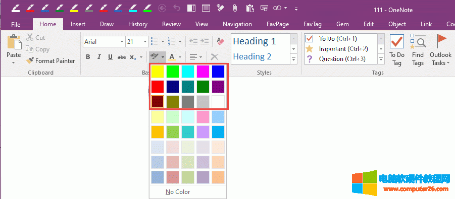 OneNote �ĸ�������ɫ