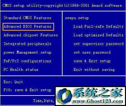 �Ƅ��I�P�ϵĹ���I���ҵ�&ldquo;Advanced BIOS Features &rdquo;����܇�Mȥ